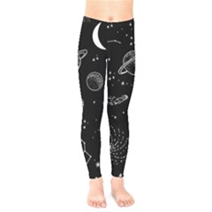 Black Space Drawing Art Planet Drawing Stars Black Space Galaxy Outer Space Kids  Leggings by Perong