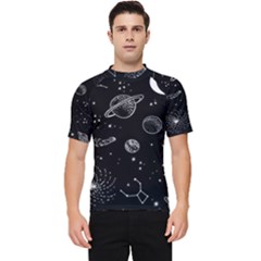 Black Space Drawing Art Planet Drawing Stars Black Space Galaxy Outer Space Men s Short Sleeve Rash Guard by Perong