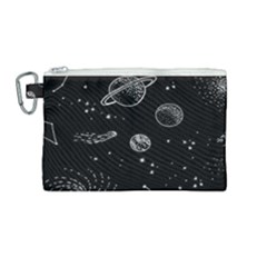 Black Space Drawing Art Planet Drawing Stars Black Space Galaxy Outer Space Canvas Cosmetic Bag (medium) by Perong