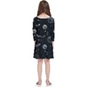 Black Space Drawing Art Planet Drawing Stars Black Space Galaxy Outer Space Kids  Quarter Sleeve Skater Dress View2