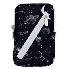 Black Space Drawing Art Planet Drawing Stars Black Space Galaxy Outer Space Belt Pouch Bag (small) by Perong