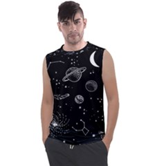 Black Space Drawing Art Planet Drawing Stars Black Space Galaxy Outer Space Men s Regular Tank Top by Perong