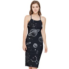 Black Space Drawing Art Planet Drawing Stars Black Space Galaxy Outer Space Bodycon Cross Back Summer Dress by Perong