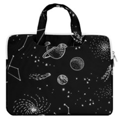 Black Space Drawing Art Planet Drawing Stars Black Space Galaxy Outer Space Macbook Pro 15  Double Pocket Laptop Bag  by Perong