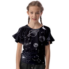 Black Space Drawing Art Planet Drawing Stars Black Space Galaxy Outer Space Kids  Cut Out Flutter Sleeves by Perong