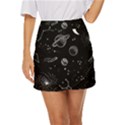 Black Space Drawing Art Planet Drawing Stars Black Space Galaxy Outer Space Mini Front Wrap Skirt View1