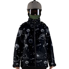 Black Space Drawing Art Planet Drawing Stars Black Space Galaxy Outer Space Men s Zip Ski And Snowboard Waterproof Breathable Jacket