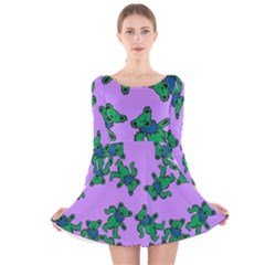 Grateful Dead Bears  Pattern Long Sleeve Velvet Skater Dress