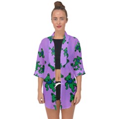 Grateful Dead Bears  Pattern Open Front Chiffon Kimono by Perong