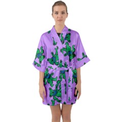 Grateful Dead Bears  Pattern Half Sleeve Satin Kimono  by Perong