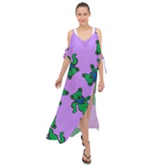 Grateful Dead Bears  Pattern Maxi Chiffon Cover Up Dress by Perong