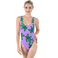 Grateful Dead Bears  Pattern High Leg Strappy Swimsuit by Perong