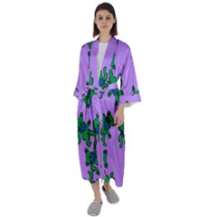 Grateful Dead Bears  Pattern Maxi Satin Kimono by Perong