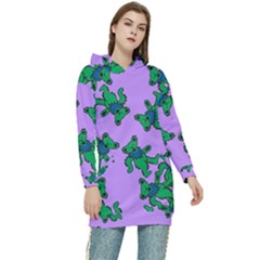 Grateful Dead Bears  Pattern Women s Long Oversized Pullover Hoodie