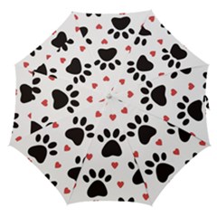 Dog Paw Vector Seamless Pattern With Hearts Straight Umbrellas by Perong