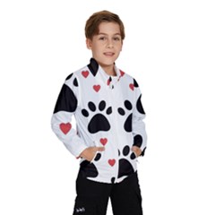 Dog Paw Vector Seamless Pattern With Hearts Kids  Windbreaker