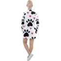 Dog Paw Vector Seamless Pattern With Hearts Women s Long Sleeve Casual Dress View2