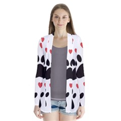 Dog Paw Vector Seamless Pattern With Hearts Drape Collar Cardigan by Perong