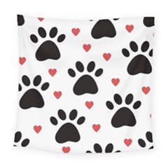 Dog Paw Vector Seamless Pattern With Hearts Square Tapestry (large)