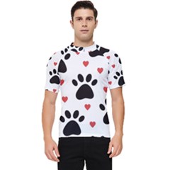 Dog Paw Vector Seamless Pattern With Hearts Men s Short Sleeve Rash Guard by Perong