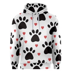 Dog Paw Vector Seamless Pattern With Hearts Men s Overhead Hoodie