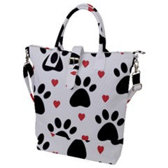 Dog Paw Vector Seamless Pattern With Hearts Buckle Top Tote Bag by Perong