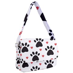 Dog Paw Vector Seamless Pattern With Hearts Courier Bag by Perong