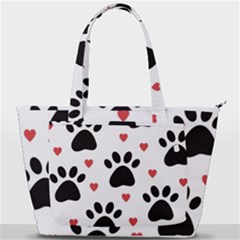 Dog Paw Vector Seamless Pattern With Hearts Back Pocket Shoulder Bag  by Perong