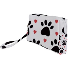 Dog Paw Vector Seamless Pattern With Hearts Wristlet Pouch Bag (small) by Perong