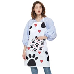 Dog Paw Vector Seamless Pattern With Hearts Pocket Apron by Perong