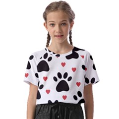 Dog Paw Vector Seamless Pattern With Hearts Kids  Basic T-shirt by Perong