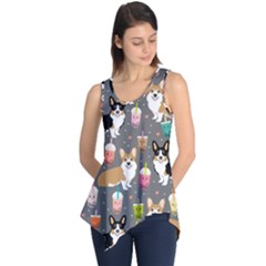 Corgi Boba Tea Bubble Tea Kawaii Food Welsh Corgis Dog Sleeveless Tunic by Perong