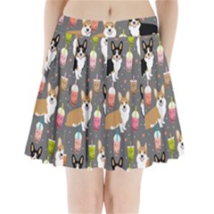 Corgi Boba Tea Bubble Tea Kawaii Food Welsh Corgis Dog Pleated Mini Skirt by Perong