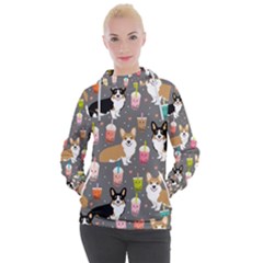 Corgi Boba Tea Bubble Tea Kawaii Food Welsh Corgis Dog Women s Hooded Pullover