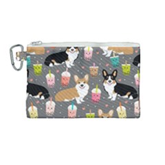 Corgi Boba Tea Bubble Tea Kawaii Food Welsh Corgis Dog Canvas Cosmetic Bag (medium) by Perong