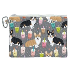 Corgi Boba Tea Bubble Tea Kawaii Food Welsh Corgis Dog Canvas Cosmetic Bag (xl) by Perong