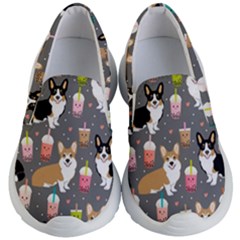 Corgi Boba Tea Bubble Tea Kawaii Food Welsh Corgis Dog Kids Lightweight Slip Ons by Perong