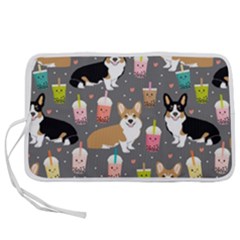 Corgi Boba Tea Bubble Tea Kawaii Food Welsh Corgis Dog Pen Storage Case (l) by Perong