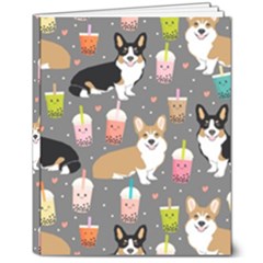 Corgi Boba Tea Bubble Tea Kawaii Food Welsh Corgis Dog 8  X 10  Hardcover Notebook by Perong