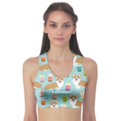 Corgi Boba Tea Bubble Tea Kawaii Food Welsh Corgis Dog Pattern Fitness Sports Bra by Perong