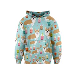 Corgi Boba Tea Bubble Tea Kawaii Food Welsh Corgis Dog Pattern Kids  Pullover Hoodie