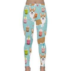 Corgi Boba Tea Bubble Tea Kawaii Food Welsh Corgis Dog Pattern Classic Yoga Leggings by Perong