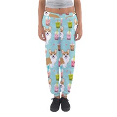 Corgi Boba Tea Bubble Tea Kawaii Food Welsh Corgis Dog Pattern Women s Jogger Sweatpants by Perong