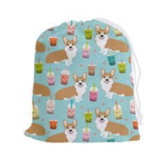 Corgi Boba Tea Bubble Tea Kawaii Food Welsh Corgis Dog Pattern Drawstring Pouch (2xl) by Perong