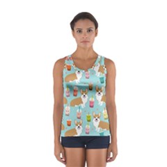 Corgi Boba Tea Bubble Tea Kawaii Food Welsh Corgis Dog Pattern Sport Tank Top  by Perong