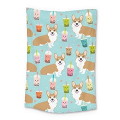 Corgi Boba Tea Bubble Tea Kawaii Food Welsh Corgis Dog Pattern Small Tapestry by Perong