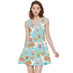 Corgi Boba Tea Bubble Tea Kawaii Food Welsh Corgis Dog Pattern Inside Out Reversible Sleeveless Dress by Perong