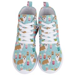 Corgi Boba Tea Bubble Tea Kawaii Food Welsh Corgis Dog Pattern Women s Lightweight High Top Sneakers by Perong