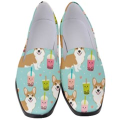 Corgi Boba Tea Bubble Tea Kawaii Food Welsh Corgis Dog Pattern Women s Classic Loafer Heels by Perong