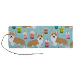 Corgi Boba Tea Bubble Tea Kawaii Food Welsh Corgis Dog Pattern Roll Up Canvas Pencil Holder (m) by Perong